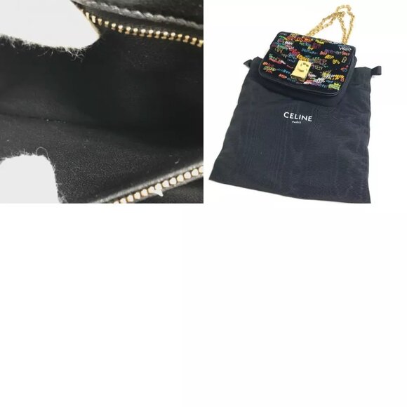 CELINE Small C Multi Beaded Chain Shoulder Bag suede Black x Multicolore - Picture 8 of 12